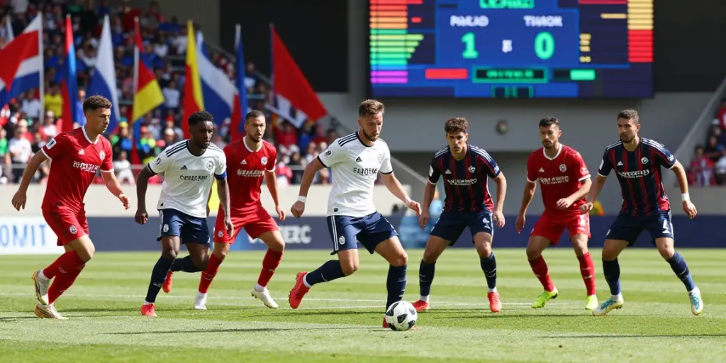 High-intensity football action with players from TOP10 สโมสร competing in a vibrant stadium.