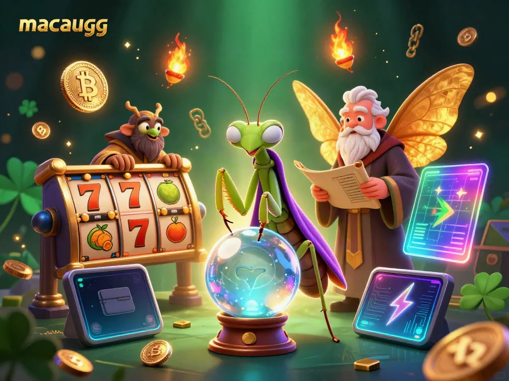 Engage with macaugg online casino excitement through a detailed illustration of fortune tellers and vibrant gaming elements.