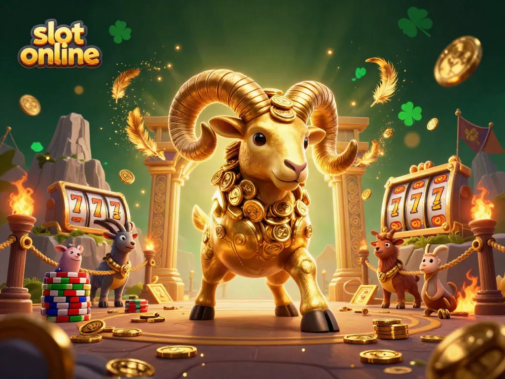Spin and win big with the vibrant slot online experience featuring an exciting golden ram and extravagant game elements.