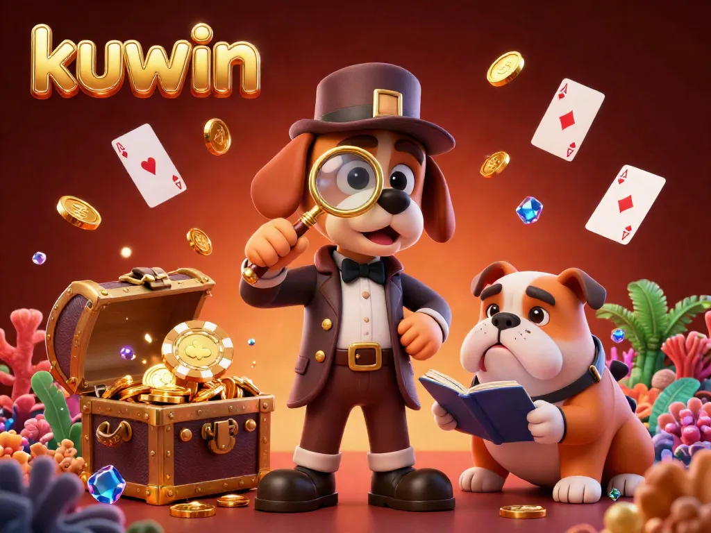 Kuwin's thrilling poker adventure with cartoon detective and bulldog witnesses treasure reveals