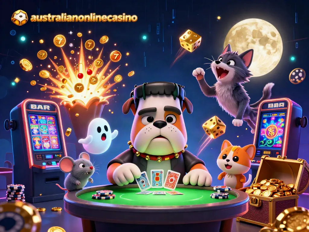 Experience excitement at australianonlinecasino with Frankfurt bulldog dealer, ghost mouse, and werewolf kitten.