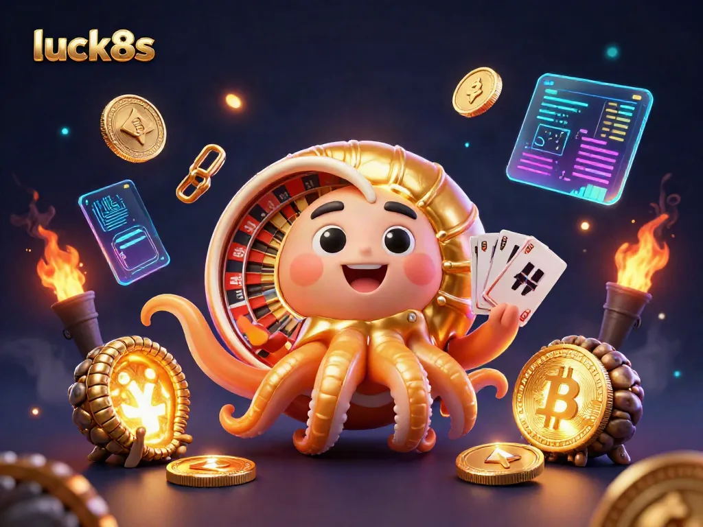 Experience excitement with luck8s and a vibrant 3D casino scene featuring a nautilus roulette wheel.