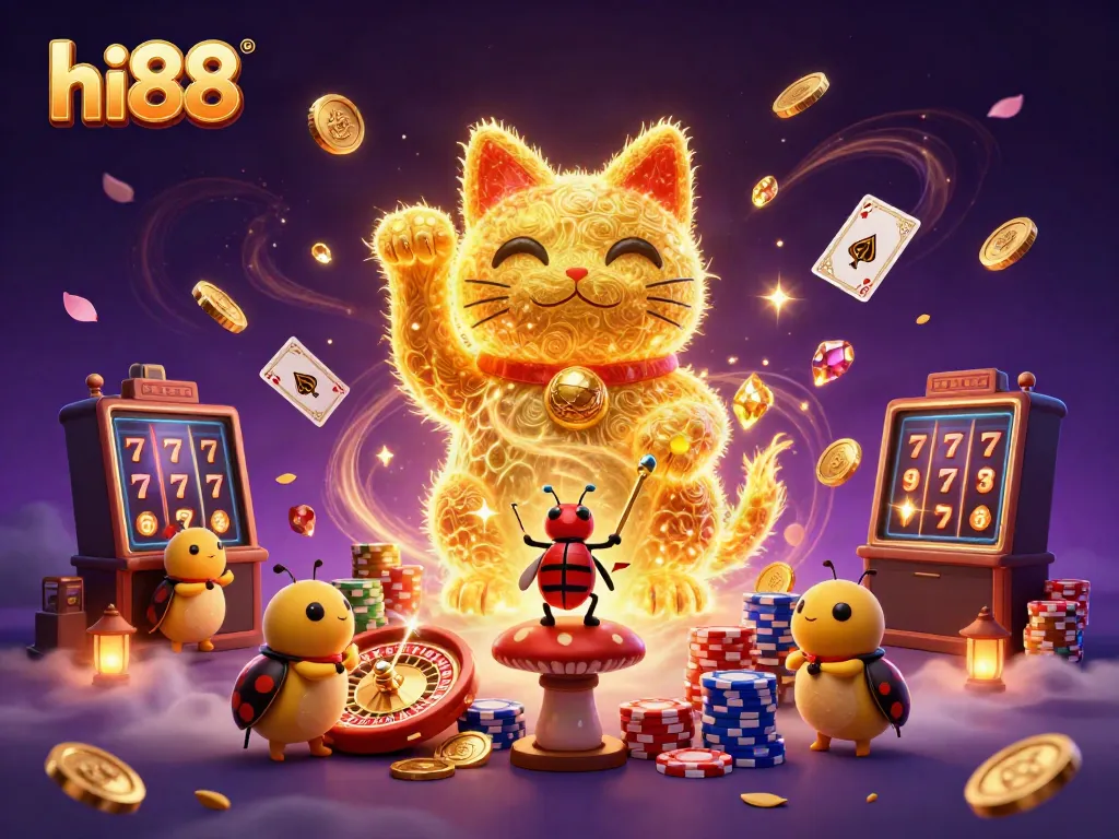 Trải nghiệm cá cược đỉnh cao tại hi88 với hình ảnh cực chất của mèo thần may mắn!