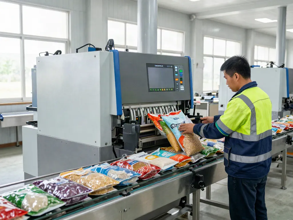 Auto bagging machine operation by a bagging machines manufacturer in an industrial setting.