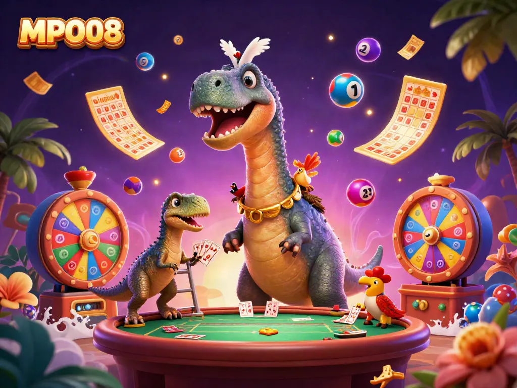 Engage in thrilling gameplay with MPO08 in a vibrant casino scene featuring dynamic elements.