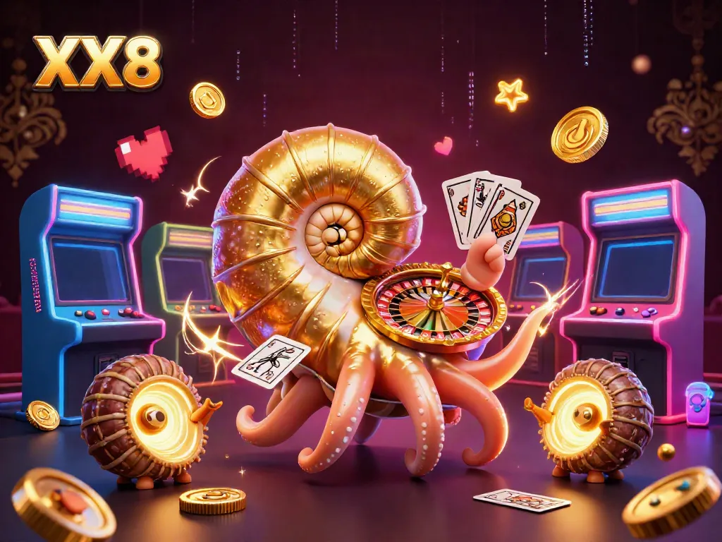 Experience thrilling gameplay with a giant nautilus at XX8, showcasing casino excitement and vibrant elements.