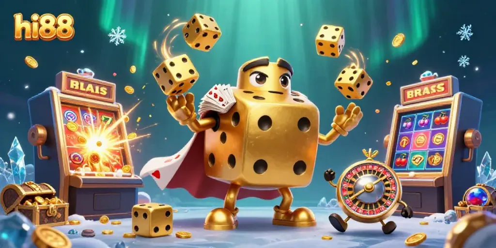 Experience thrilling gameplay with hi88 at a vibrant casino scene filled with dynamic characters and jackpot excitement.